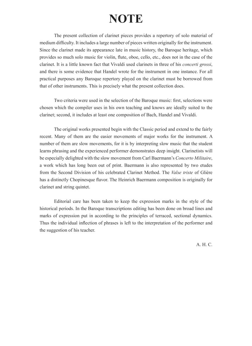 Solos for the Clarinet Player