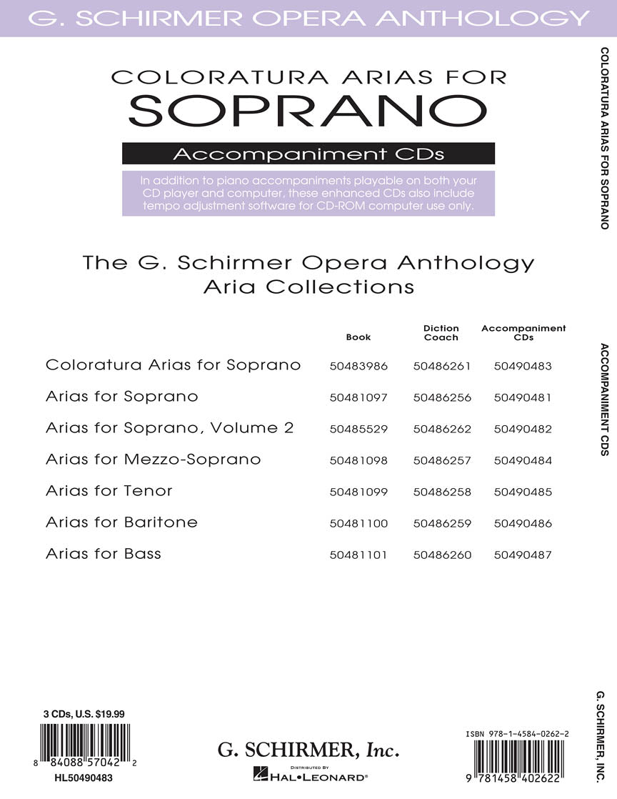 Arias for Soprano - G. Schirmer Opera Anthology Accompaniment CDs