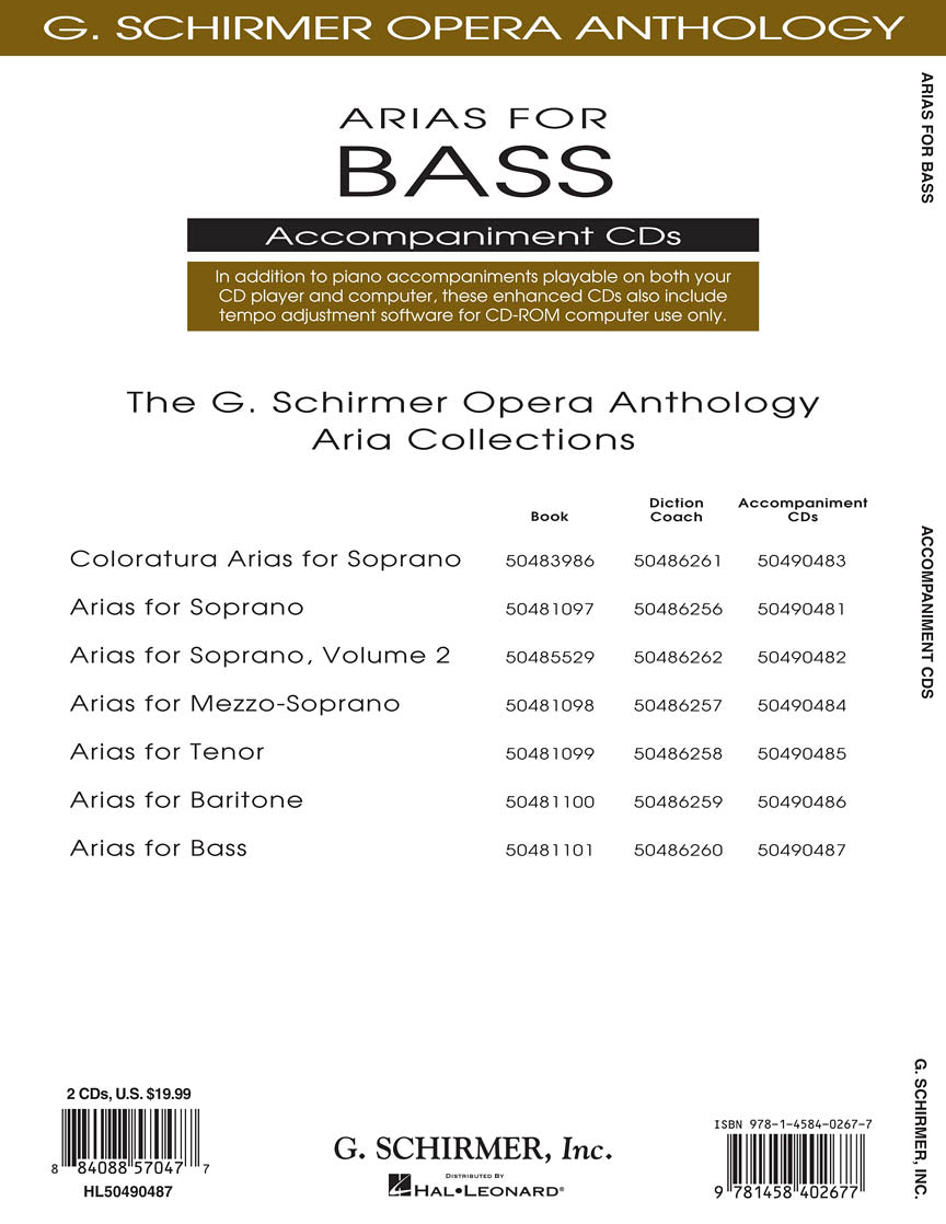 Arias for Bass - G. Schirmer Opera Anthology Accompaniment CDs