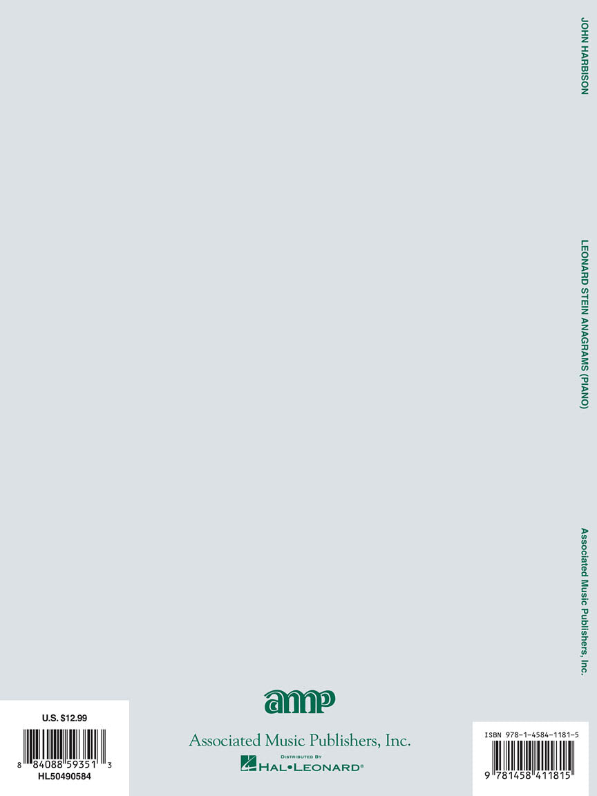 Leonard Stein Anagrams - For Piano