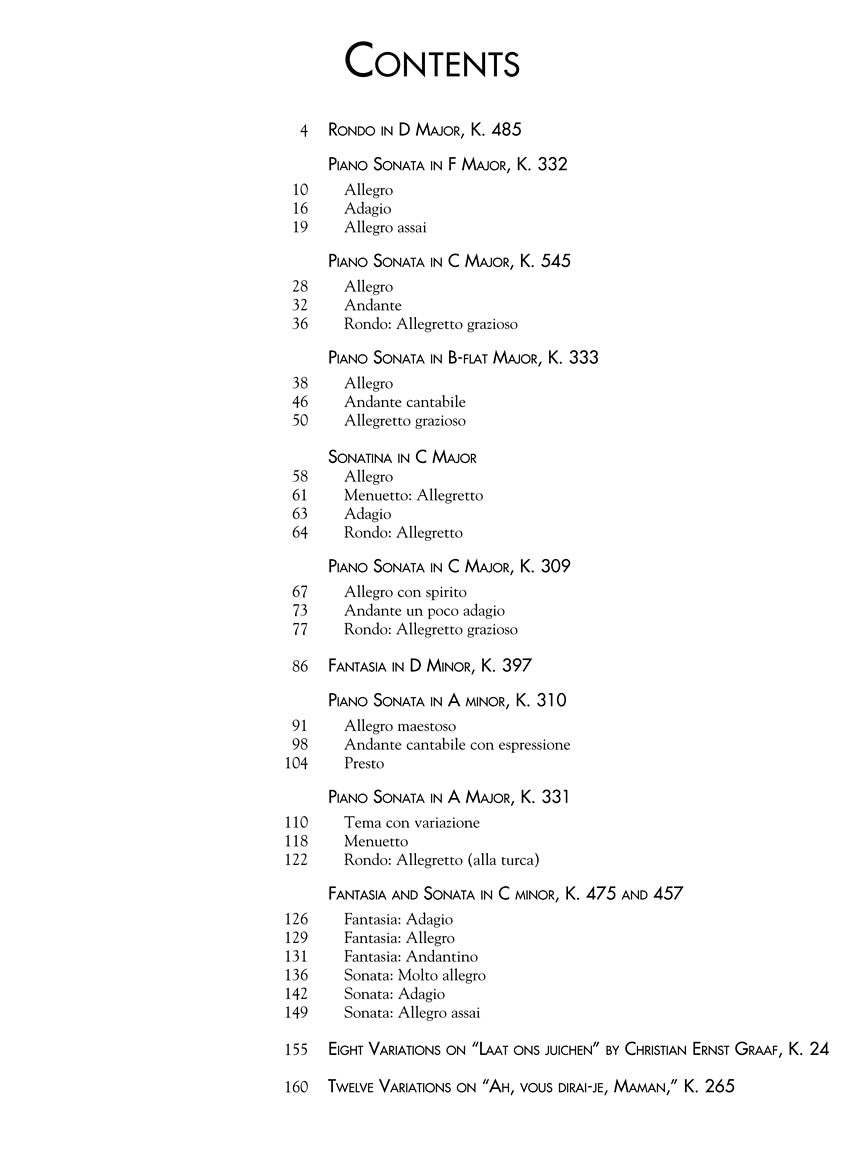 Mozart - Favorite Piano Works - Schirmer's Library Of Musical Classics