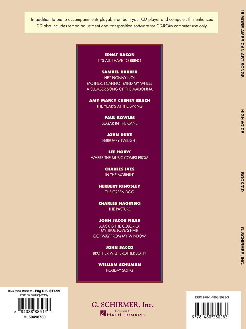 Fifteen More American Art Songs High Voice