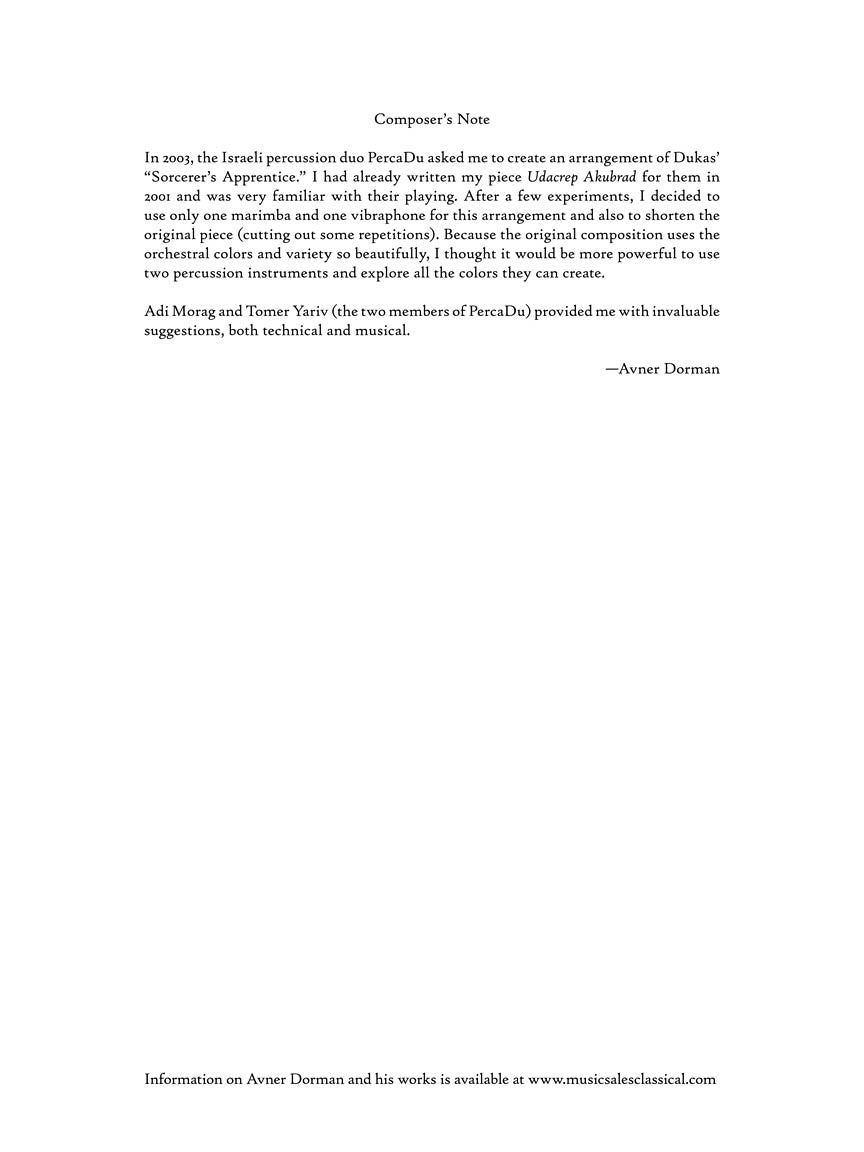 Sorcerer's Apprentice - Arranged for Vibraphone and Marimba