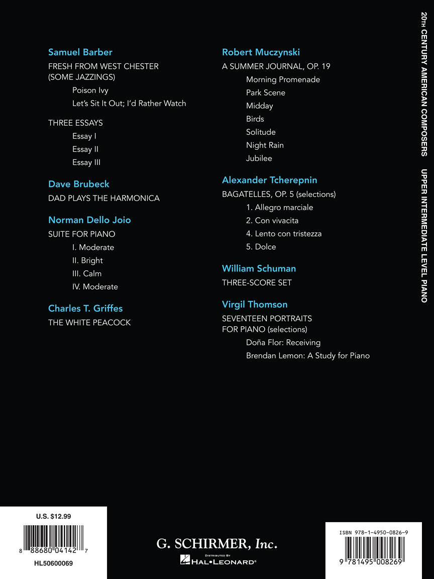 20th Century American Composers - Upper Intermediate to Early Advanced Level Piano