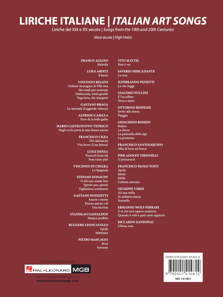 Italian Art Songs - High Voice - Songs From The 19th And 20th Centuries