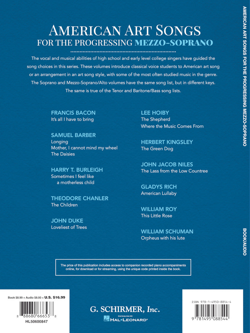 American Art Songs for the Progressing Singer - Mezzo-Soprano (With Online Accompaniments)