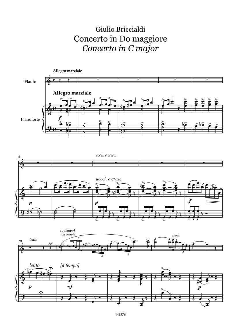 Briccialdi Flute Concerto in C Major with Piano Reduction (From Orchestra)