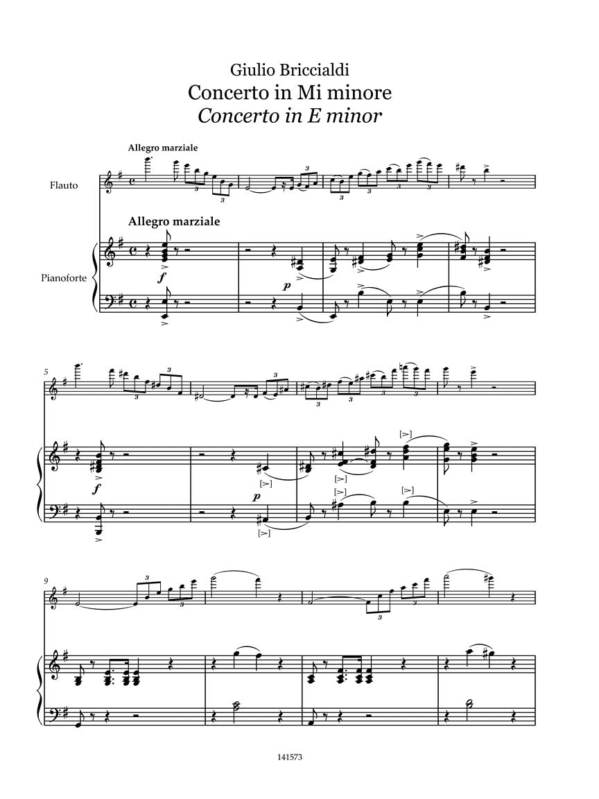 Briccialdi Concerto in E Minor Flute and Piano Reduction (From Orchestra)