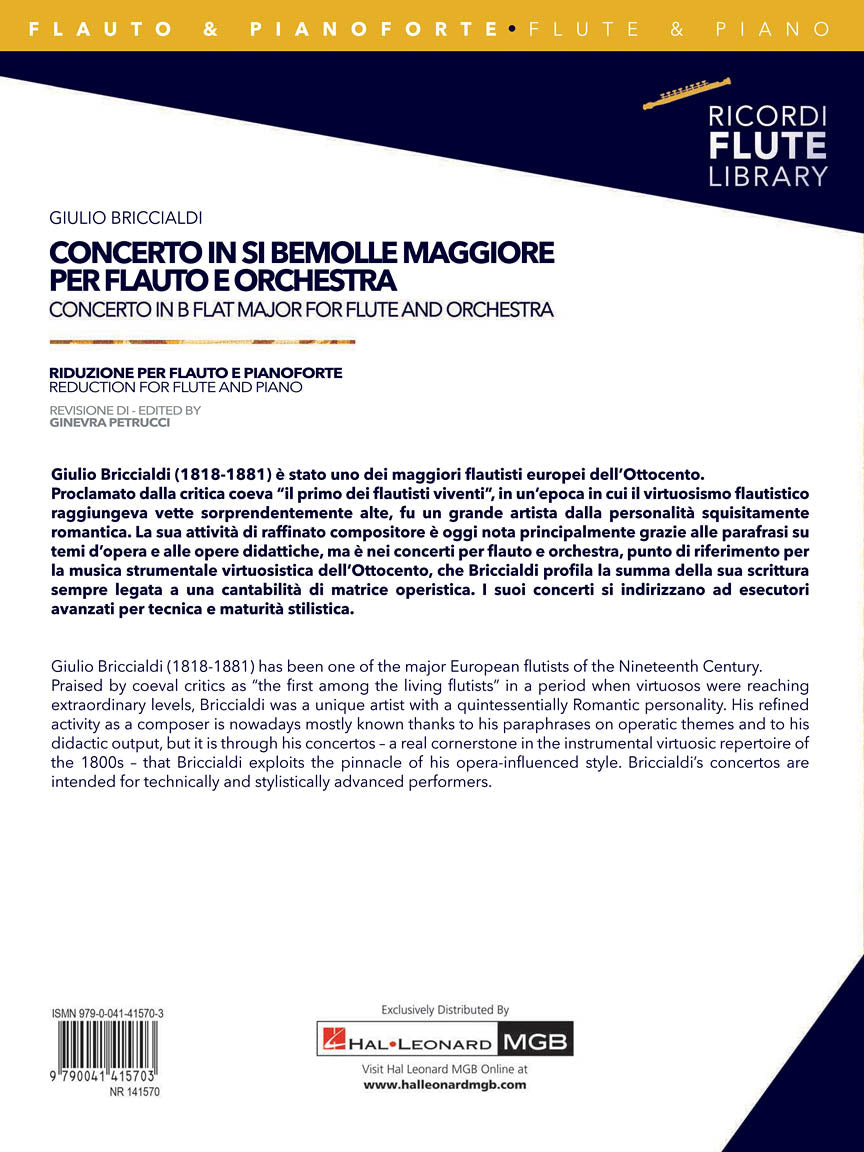Briccialdi Concerto in B-Flat Major Flute and Piano Reducation (From Orchestra)