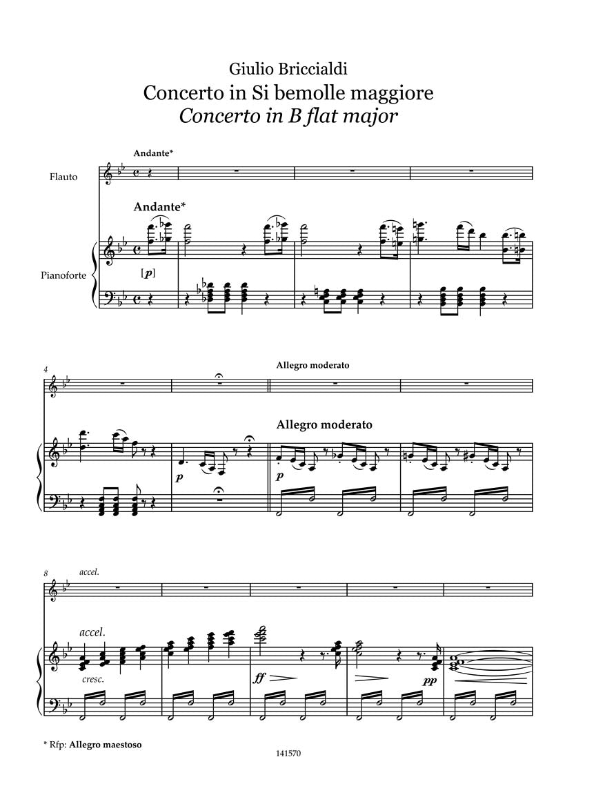 Briccialdi Concerto in B-Flat Major Flute and Piano Reducation (From Orchestra)