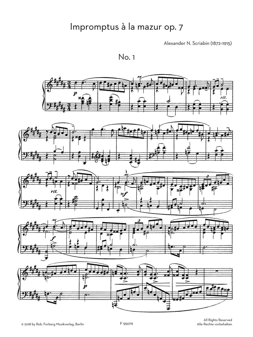 Scriabin: Impromptus à la mazur for Piano, Op. 7