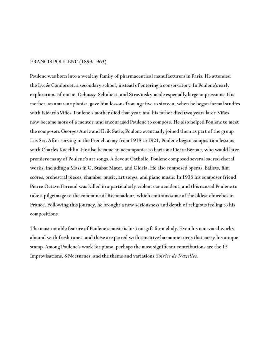 Poulenc Selected Piano Pieces