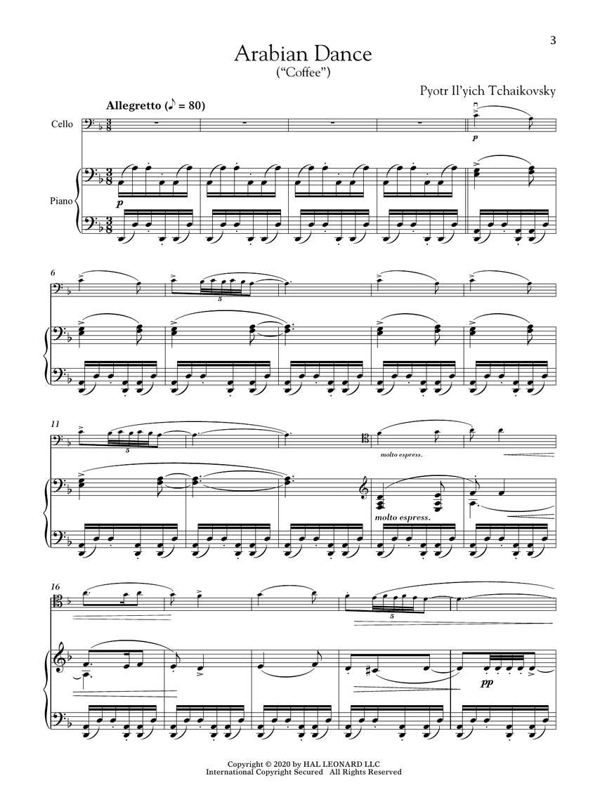 Tchaikovsky The Nutcracker for Classical Players Cello with Piano Reduction