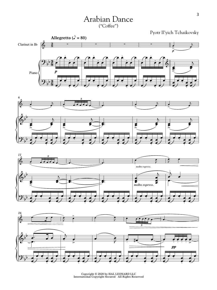 Tchaikovsky The Nutcracker for Classical Players Clarinet and Piano