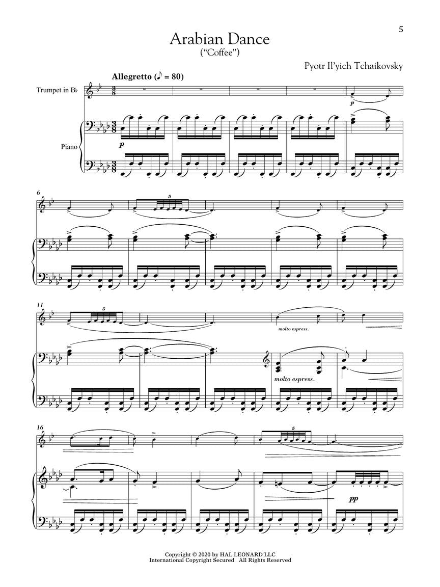 Tchaikovsky The Nutcracker for Classical Players Trumpet and Piano