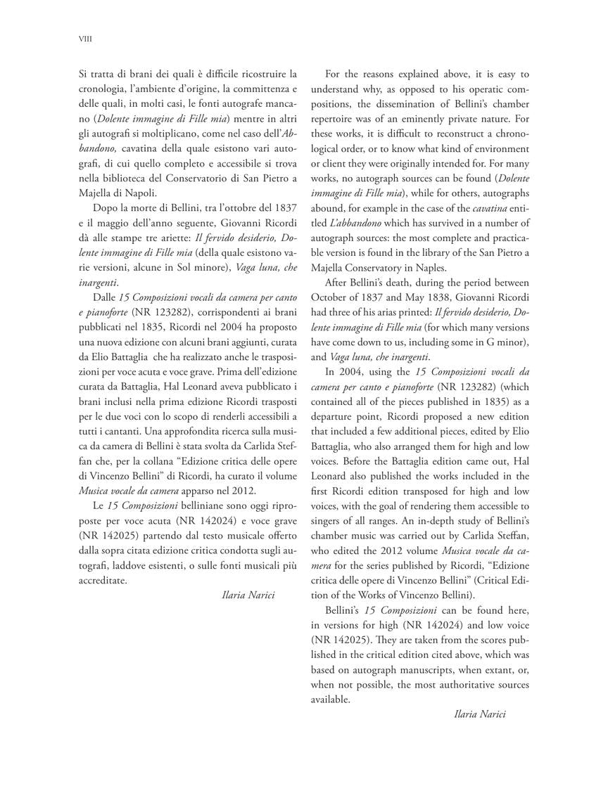 Bellini 15 Composizioni Vocali da Camera – High Voice