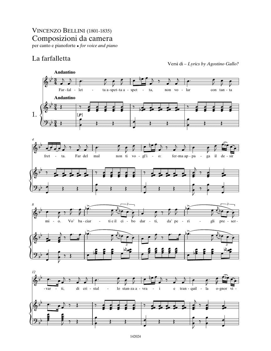 Bellini 15 Composizioni Vocali da Camera – High Voice