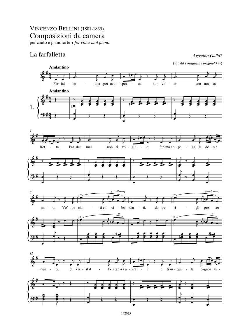 Bellini 15 Composizioni Vocali da Camera – Low Voice