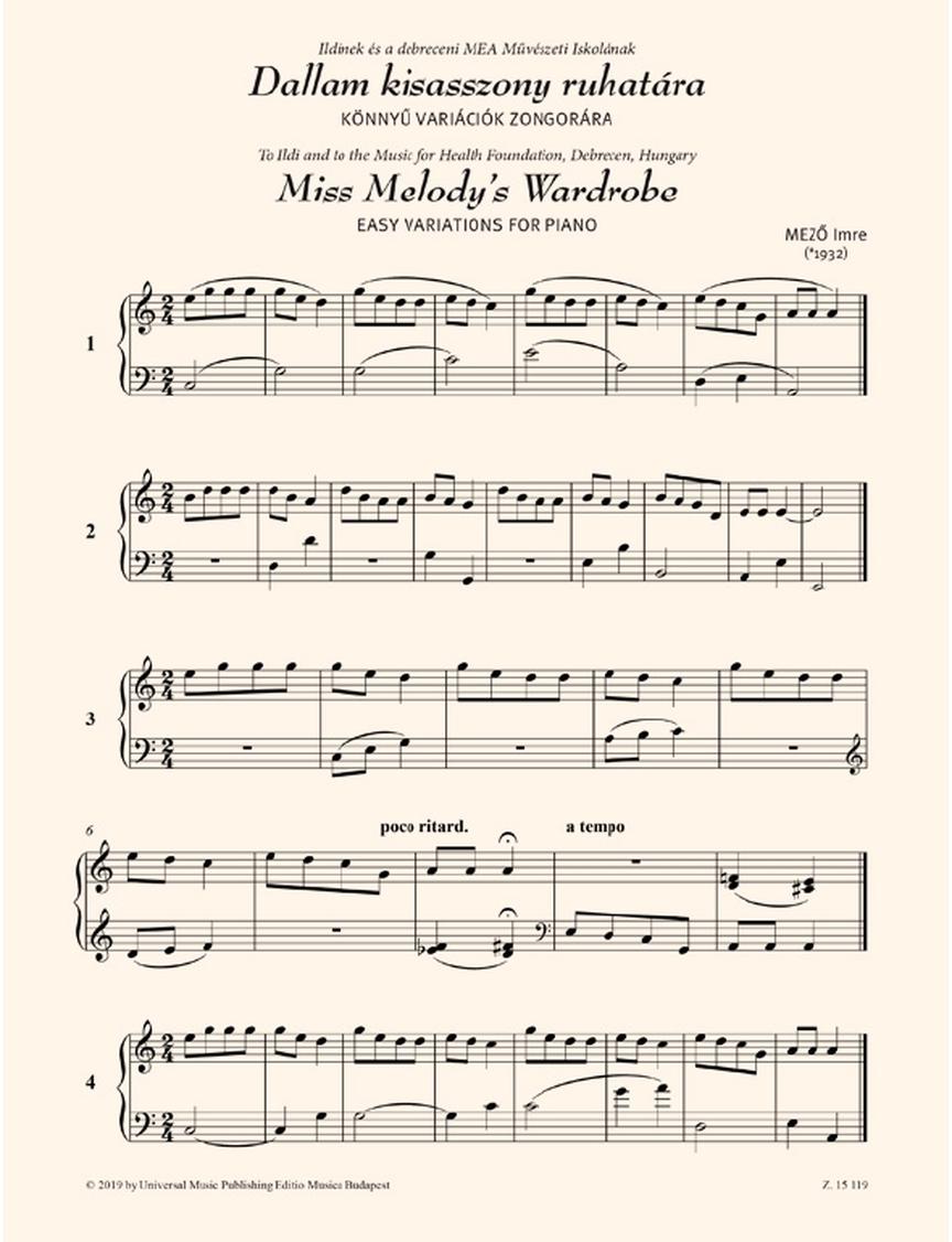 Mezo Miss Melody's Wardrobe Easy Variations for Piano