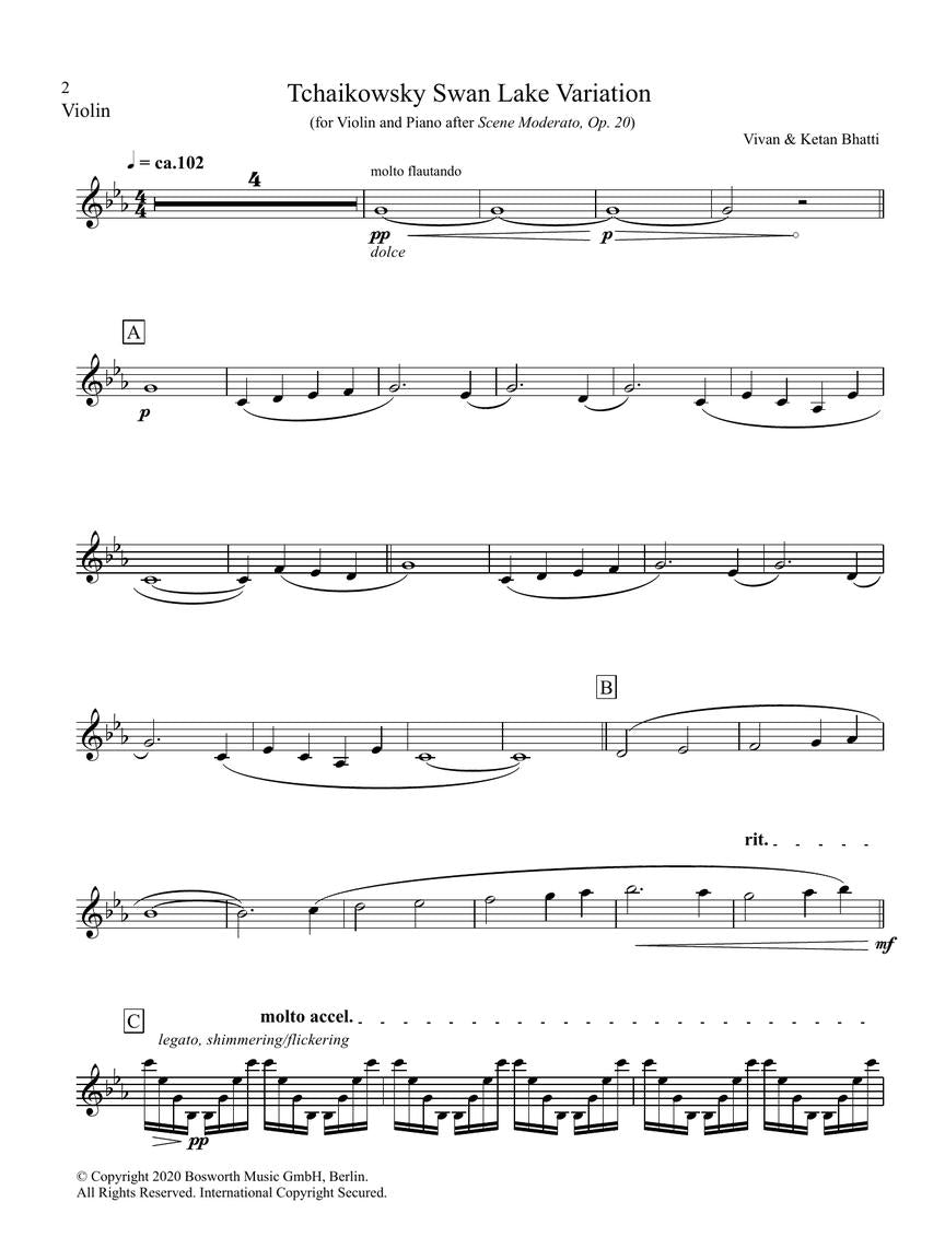 Bhatti Tchaikovsky Swan Lake Variation for Violin and Piano