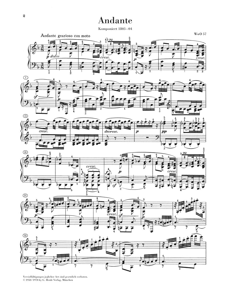 Beethoven Andante in F major WoO 57