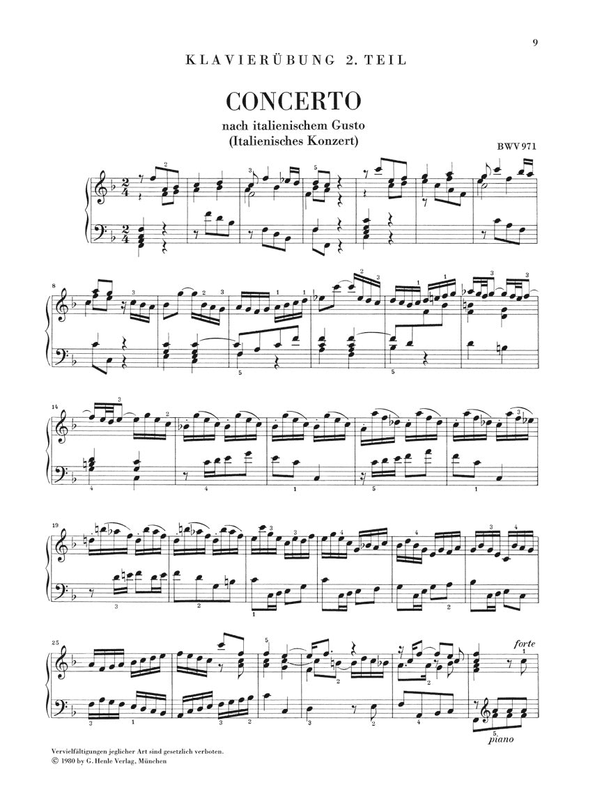 Bach Italian Concerto, French Overture, Four Duets, Goldberg Variations