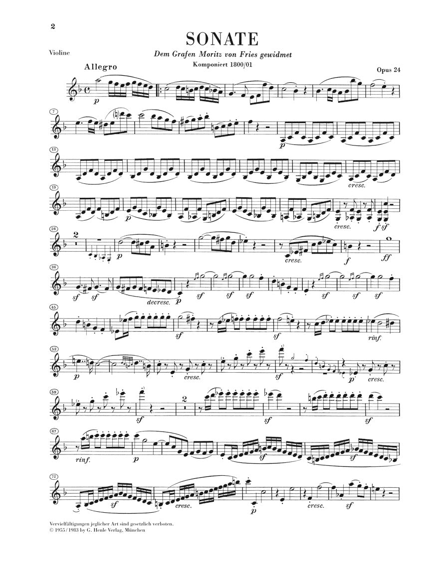 Beethoven Sonata for Piano and Violin in F major Op. 24 (Spring Sonata)