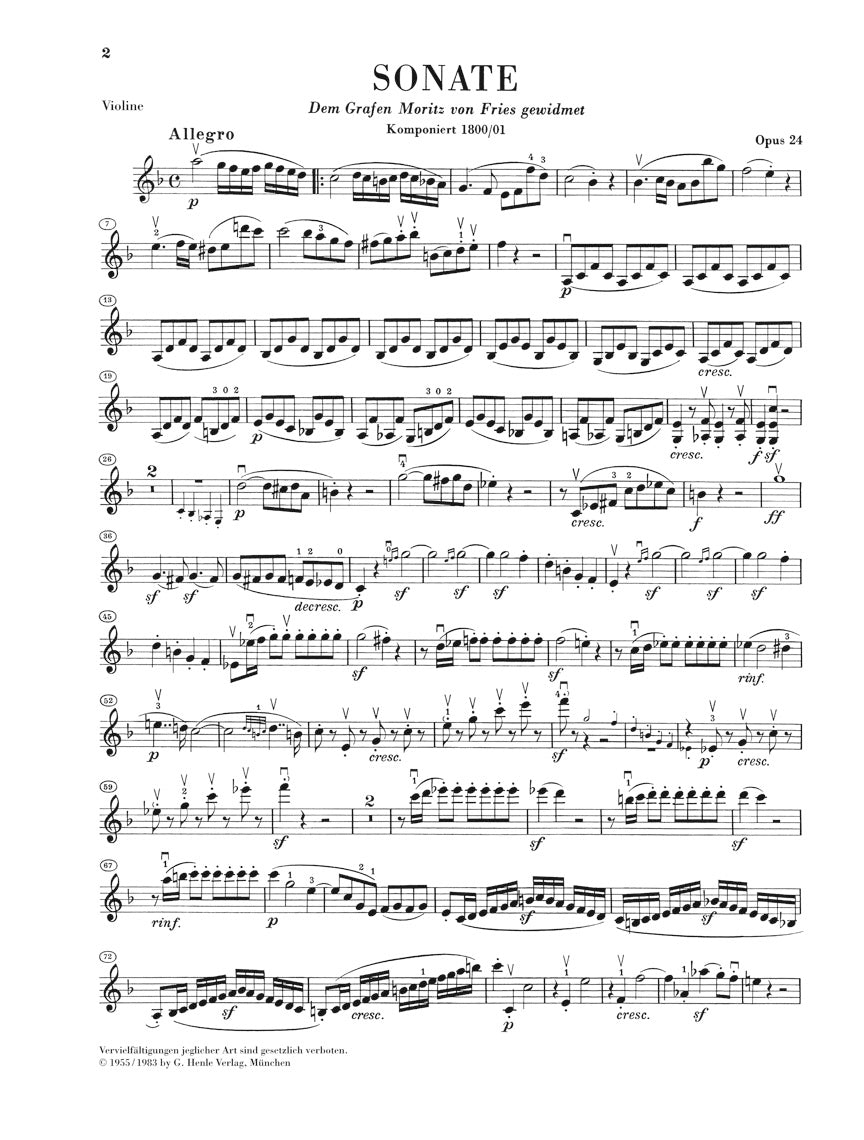 Beethoven Sonata for Piano and Violin in F major Op. 24 (Spring Sonata)