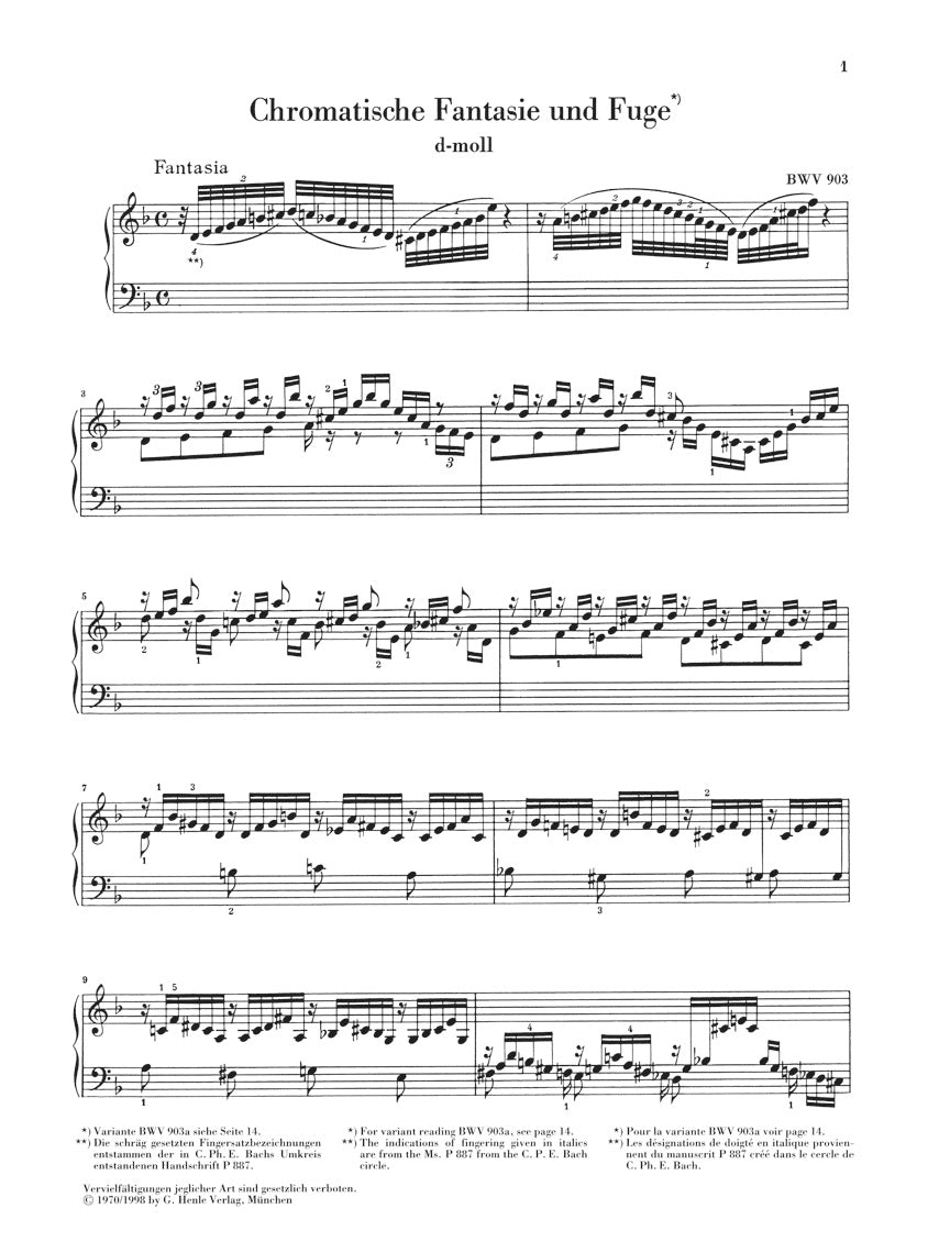 Bach: Chromatic Fantasy and Fugue in D minor, BWV 903 and 903a