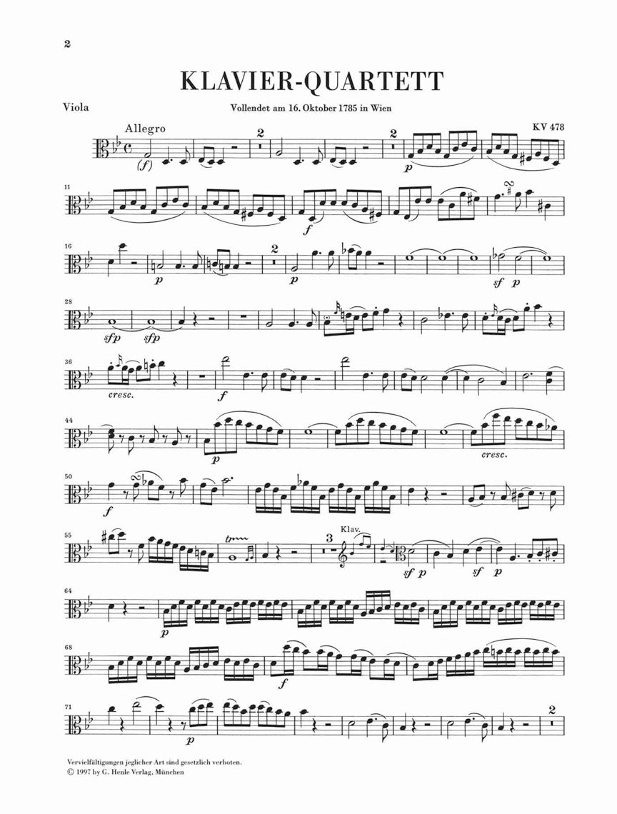 Mozart Piano Quartets K 478 and K 493