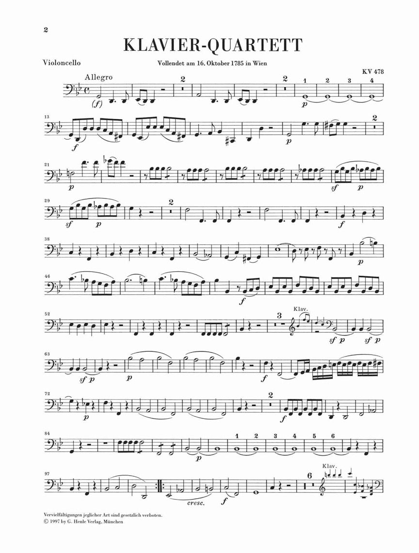 Mozart Piano Quartets K 478 and K 493