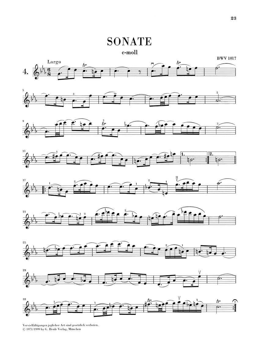 Bach Sonatas for Violin and Piano (Harpsichord) Nos 4-6 BWV 1017-1019