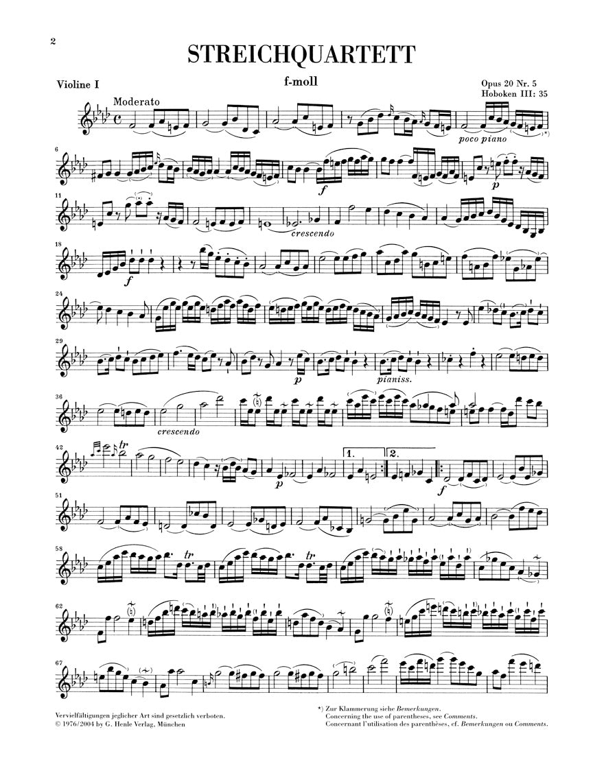 Haydn String Quartets Volume 4 Opus 20 (Sun Quartets)