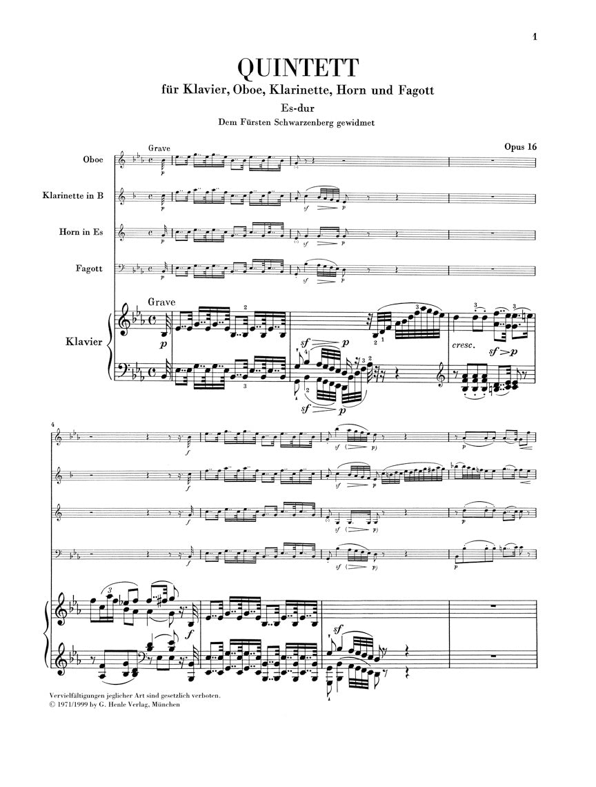 Beethoven Quintet for Piano and Wind Instruments in E flat major Opus 16