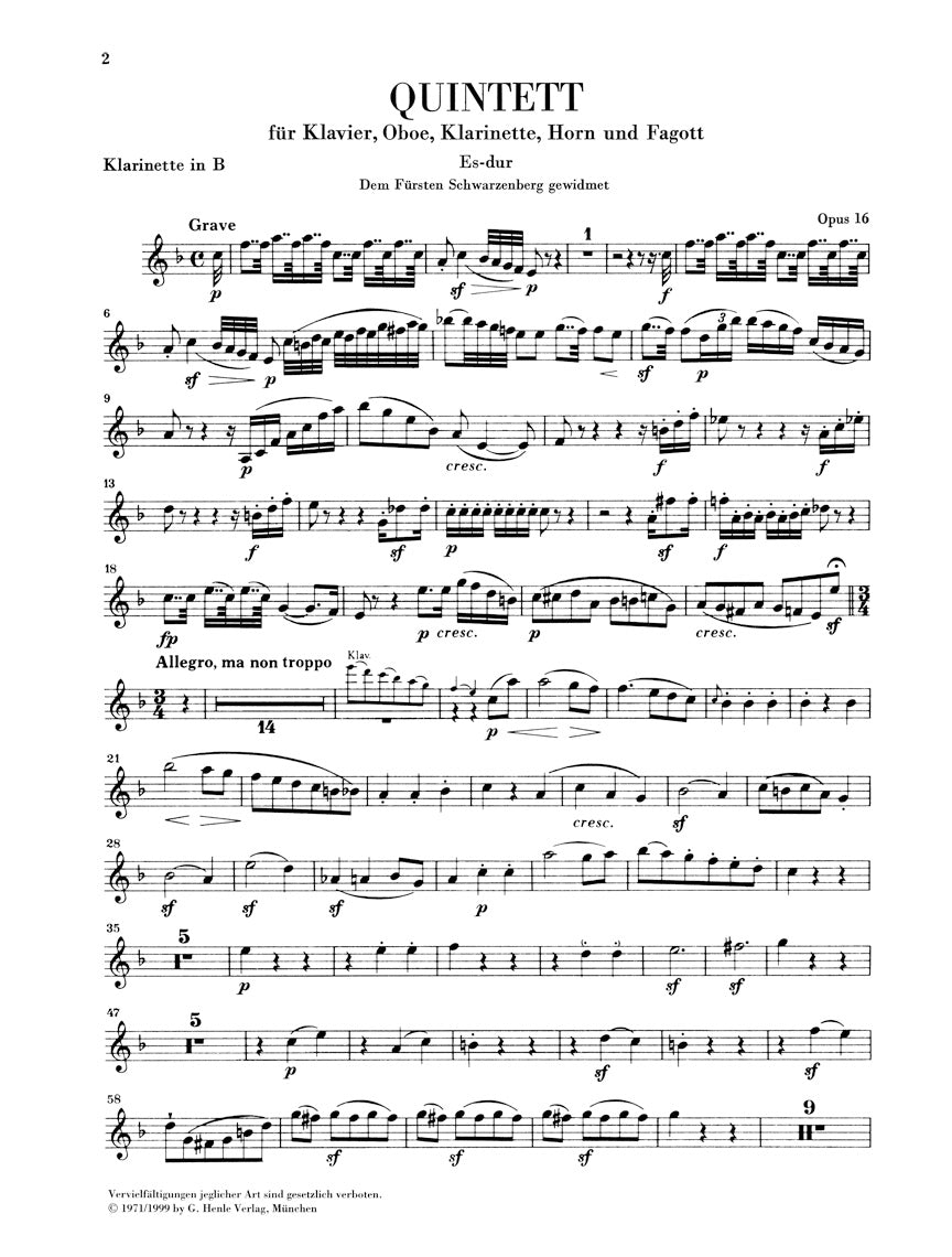 Beethoven Quintet for Piano and Wind Instruments in E flat major Opus 16