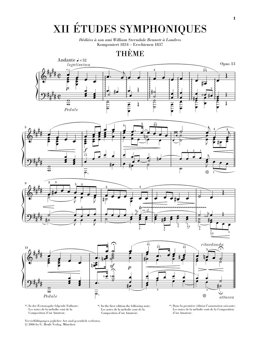 Schumann Symphonic Etudes Opus 13 (includes early version)