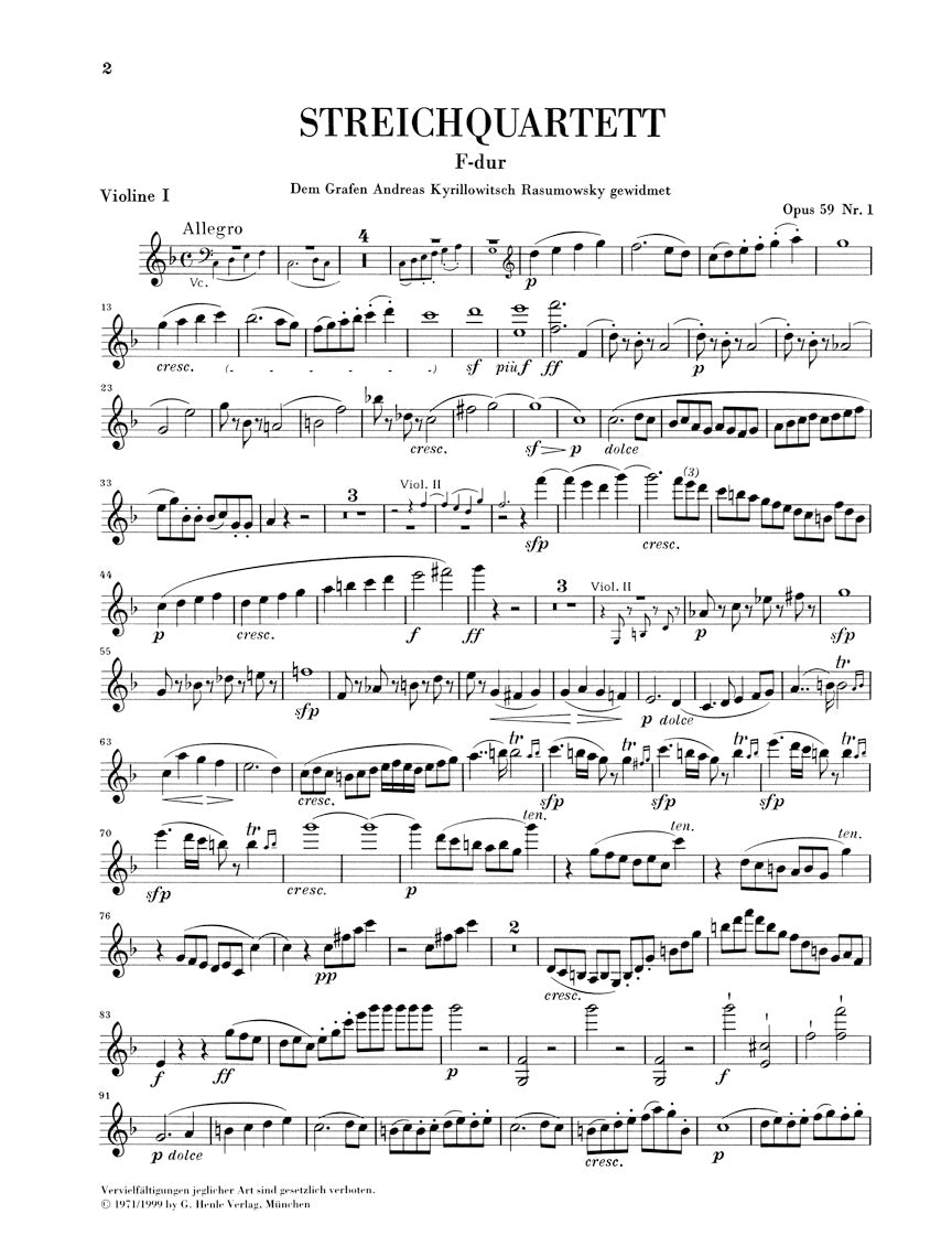 Beethoven String Quartets Opus 59, 74, 95