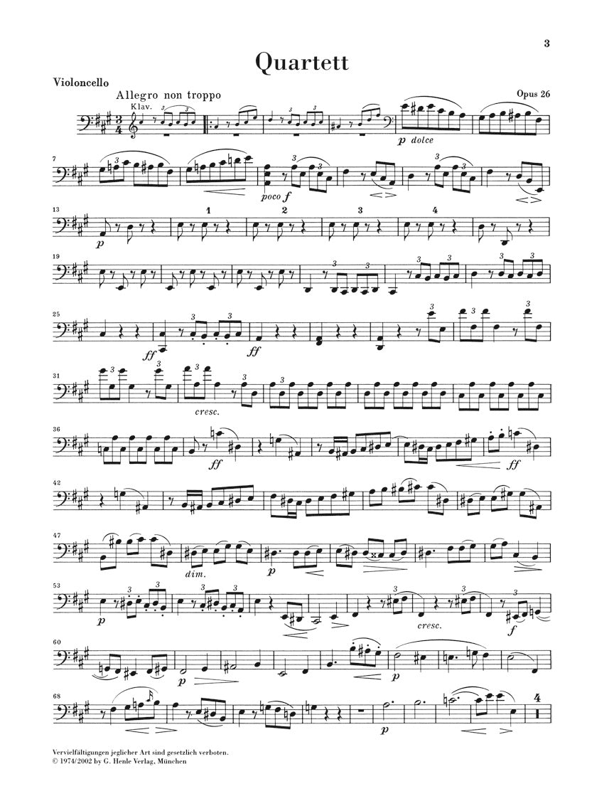 Brahms Piano Quartet in A major Opus 26