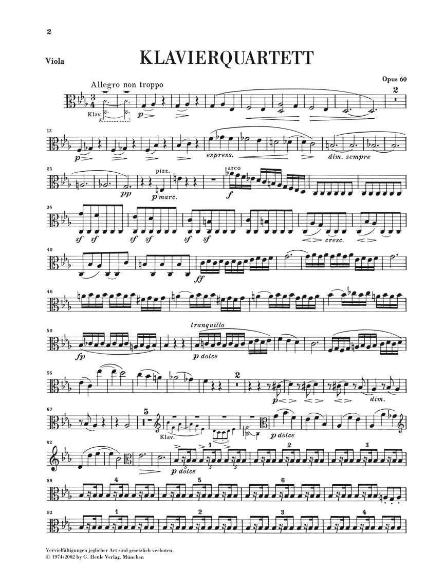 Brahms Piano Quartet in C minor Opus 60