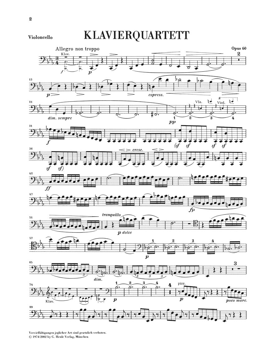 Brahms Piano Quartet in C minor Opus 60