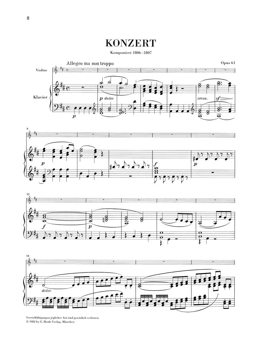 Beethoven Violin Concerto in D major Opus 61