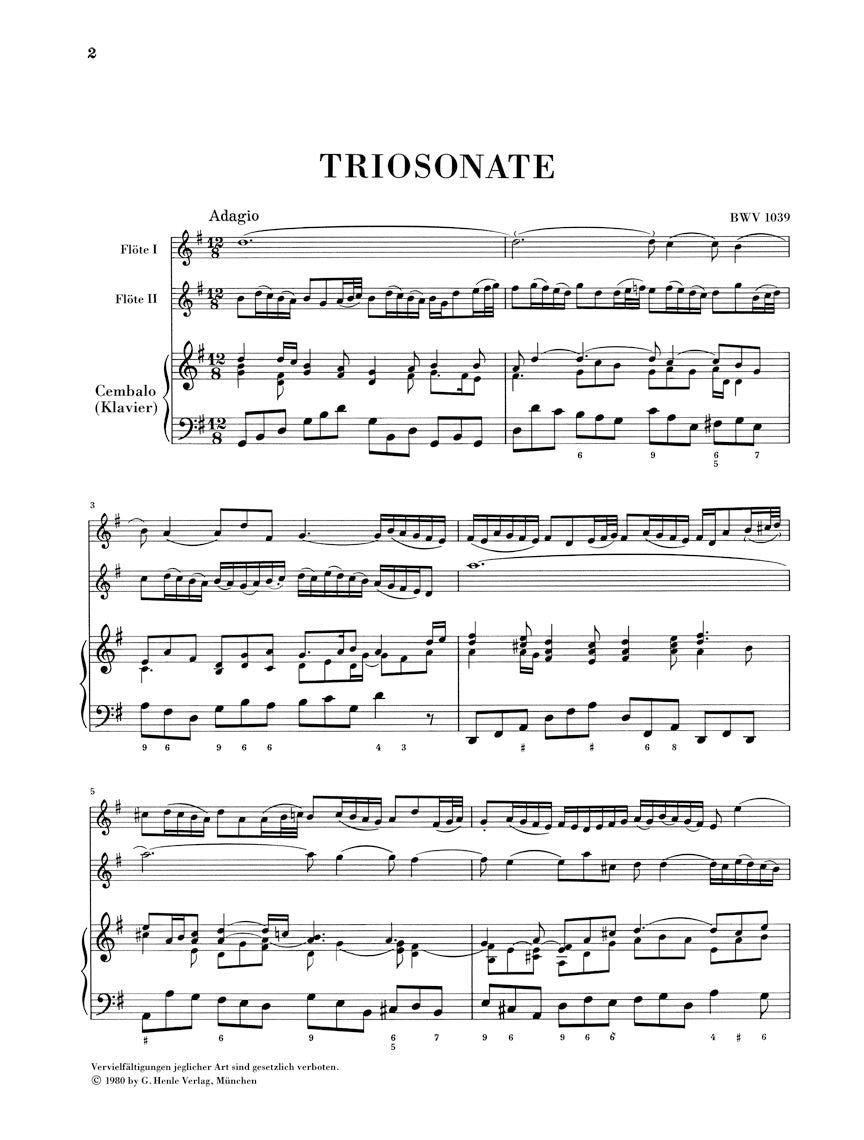 Bach Trio Sonata in G major BWV 1039