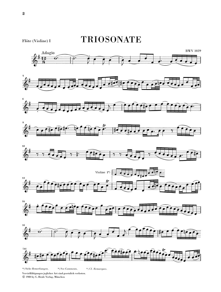 Bach Trio Sonata in G major BWV 1039