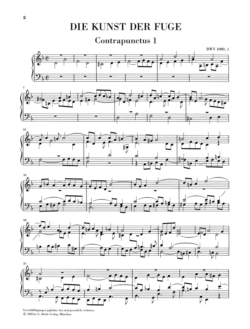 Bach Art of the Fugue BWV 1080