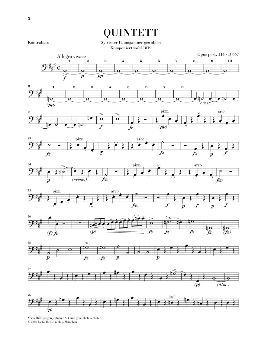 Schubert Quintet in A major Opus Posthumous 114 D 667 (Trout)