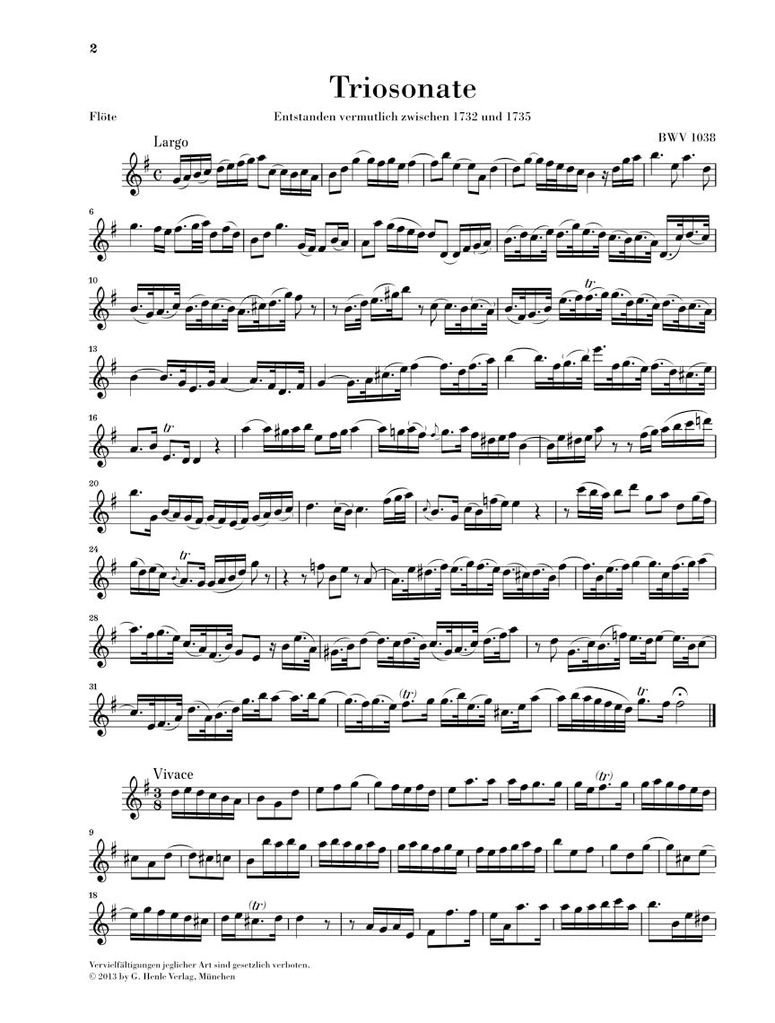 Bach Trio Sonata in G major BWV 1038