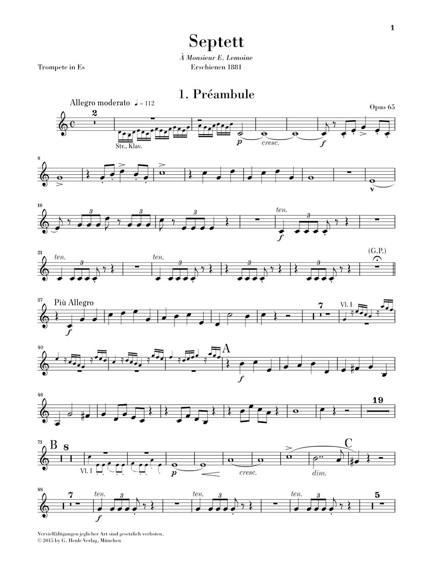 Saint-Saens Septet in E flat major Opus 65