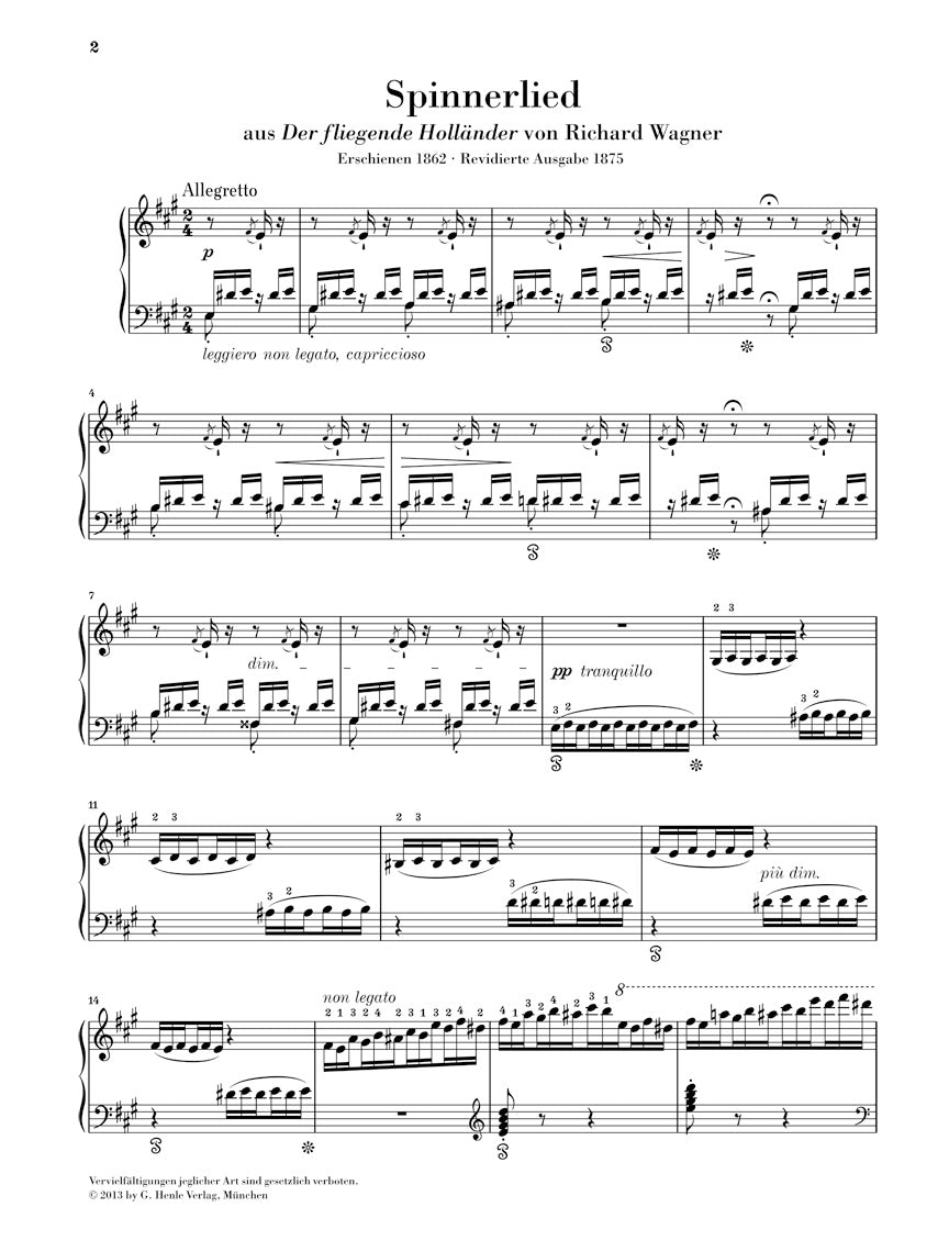 Wagner-Liszt Spinning Song from The Flying Dutchman (Richard Wagner) Piano Solo