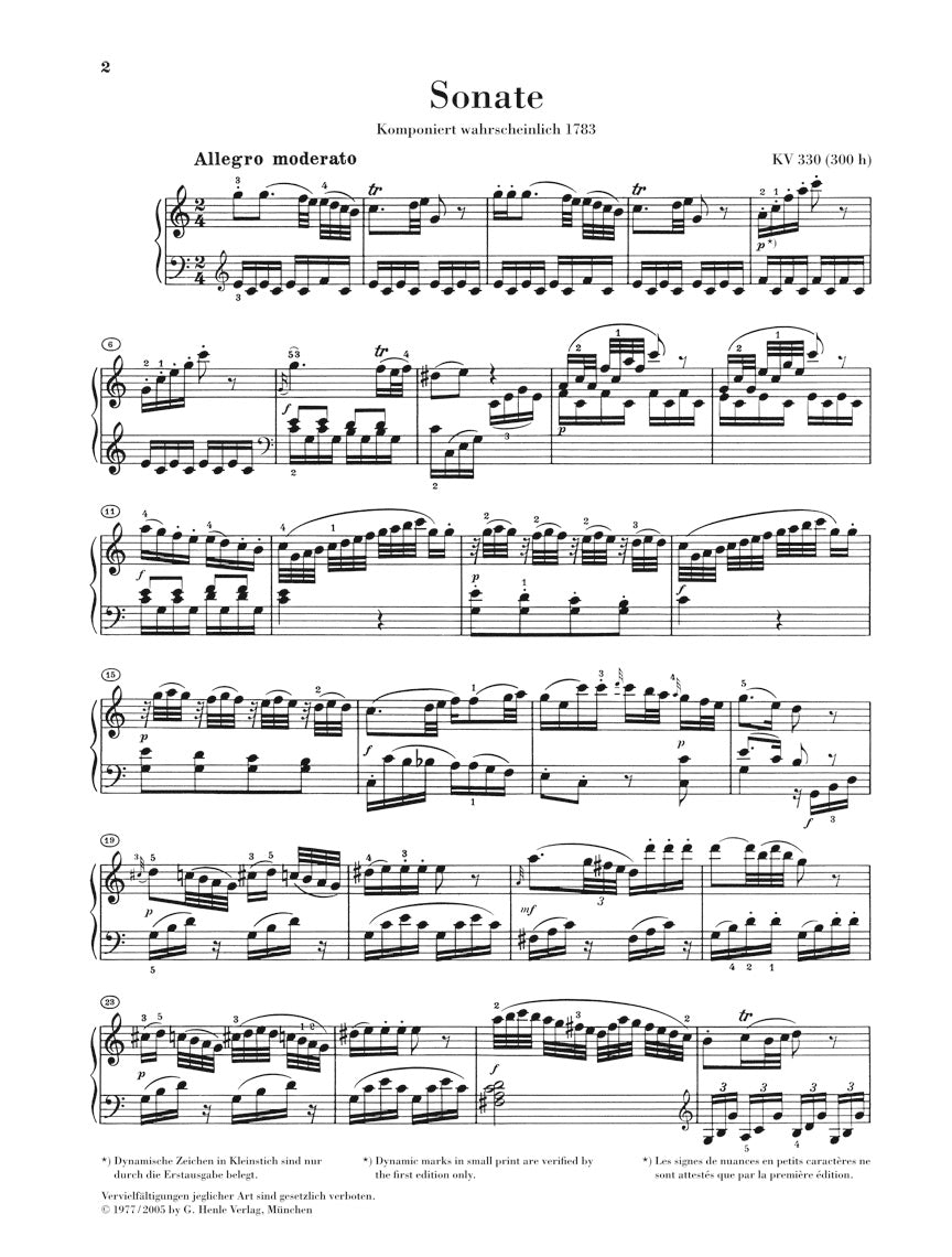 Mozart Piano Sonata in C major K330 (300h)