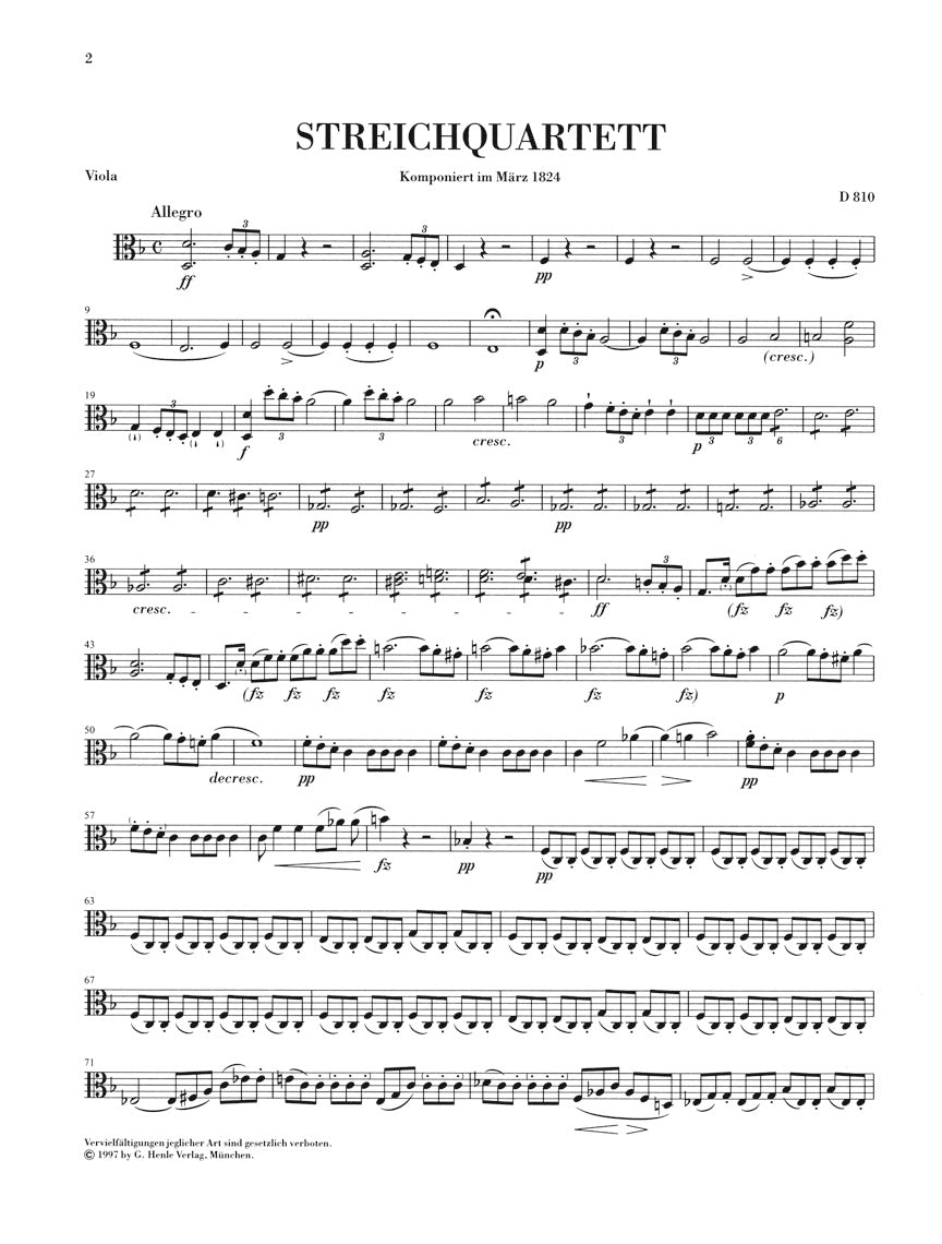 Schubert String Quartet in d minor D 810 (Death and the Maiden)